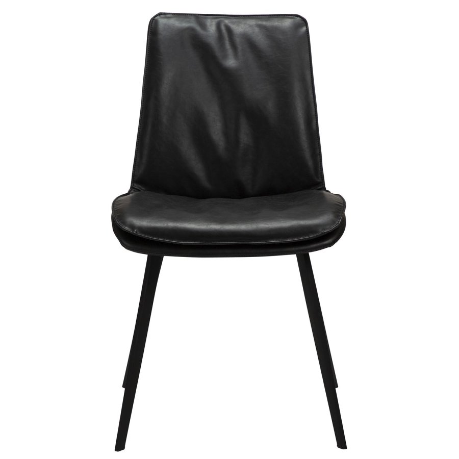 DAN-FORM Fierce Esszimmerstuhl – Vintage-Kunstleder in Schwarz und schwarzer Stahl