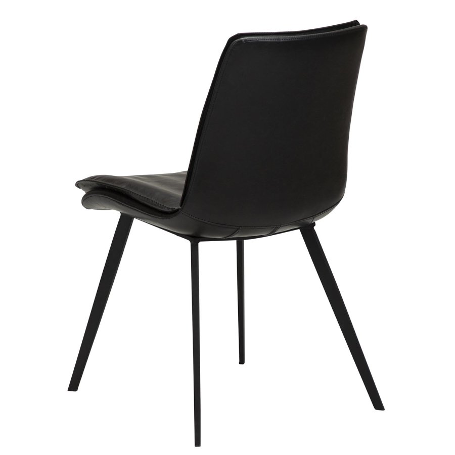 DAN-FORM Fierce Esszimmerstuhl – Vintage-Kunstleder in Schwarz und schwarzer Stahl