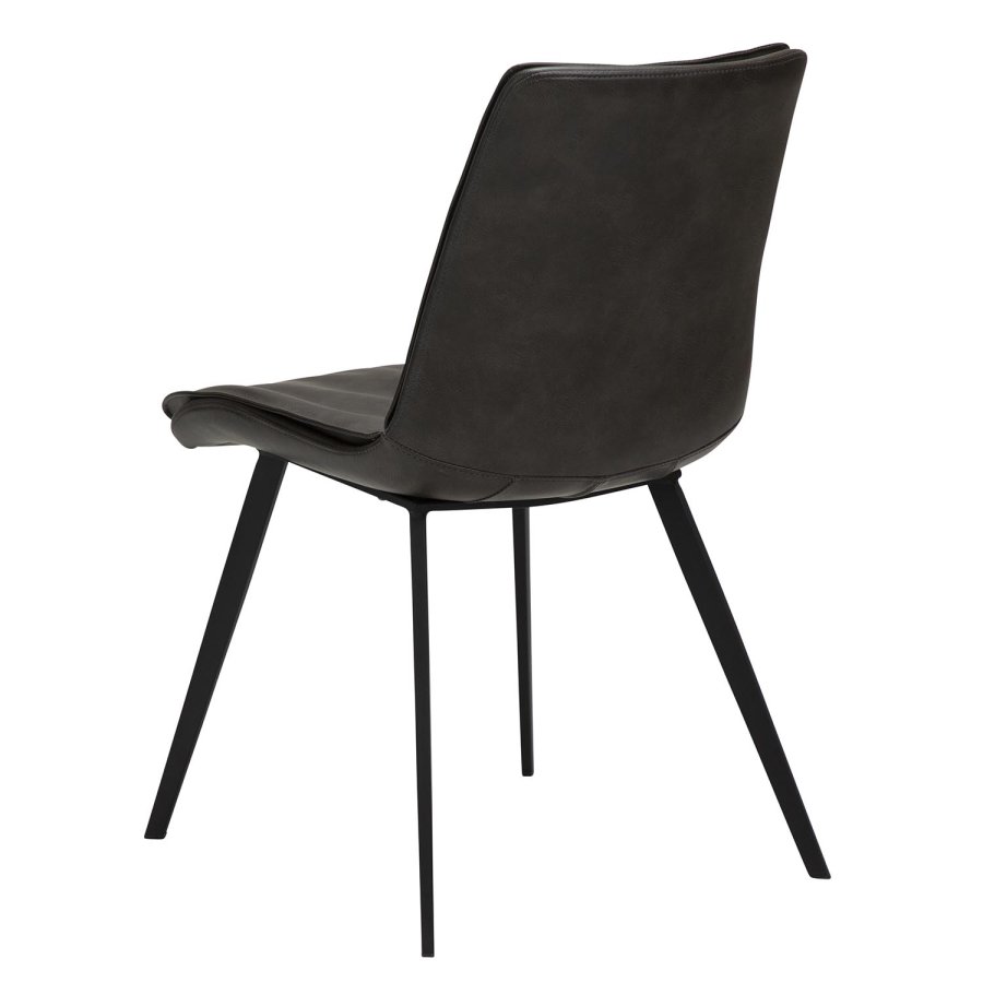 DAN-FORM Fierce Esszimmerstuhl - Vintage-graues Kunstleder und schwarzer Stahl