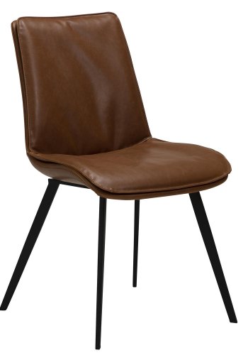 DAN-FORM Fierce Esszimmerstuhl – Vintage hellbraunes Kunstleder und schwarzer Stahl