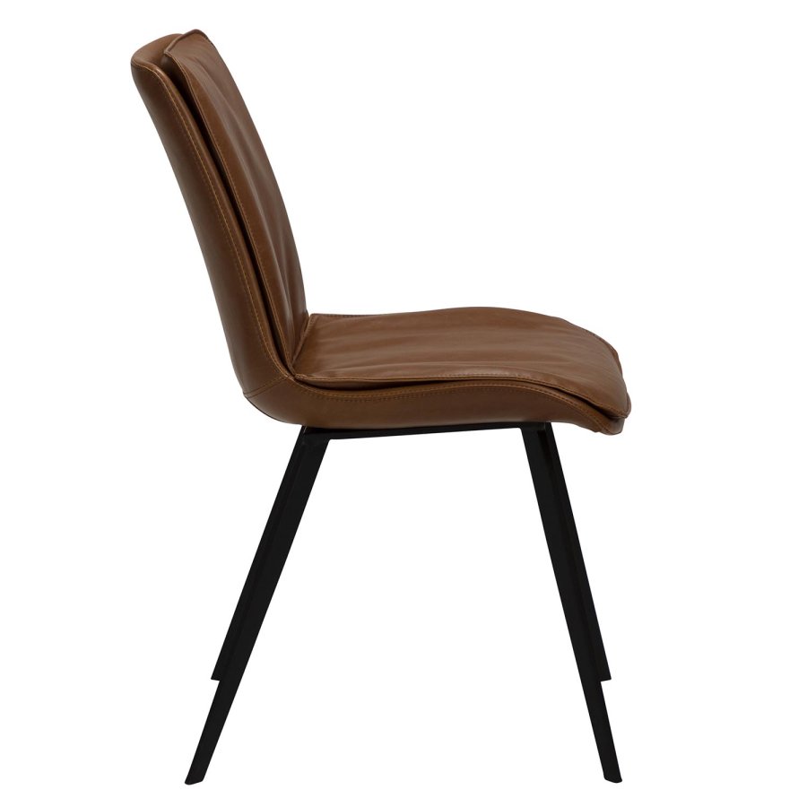 DAN-FORM Fierce Esszimmerstuhl – Vintage hellbraunes Kunstleder und schwarzer Stahl