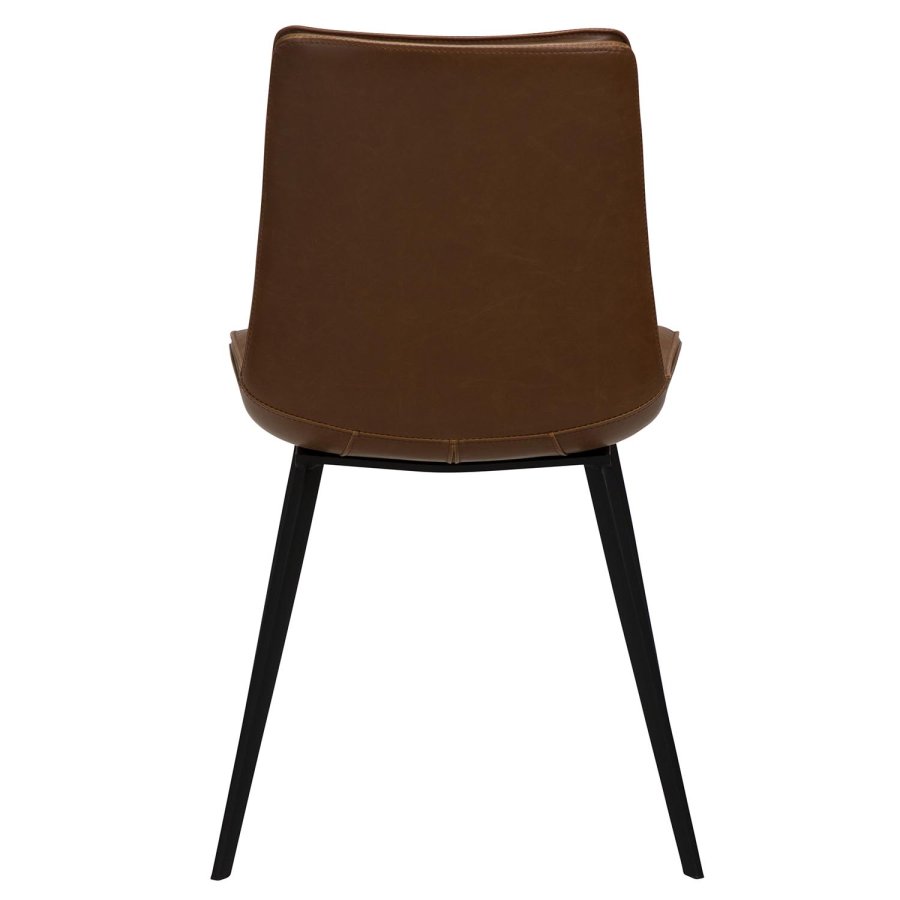 DAN-FORM Fierce Esszimmerstuhl – Vintage hellbraunes Kunstleder und schwarzer Stahl