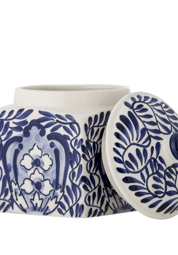 CREATIVE COLLECTION Karlie Glas mit Deckel, Blau, Steingut