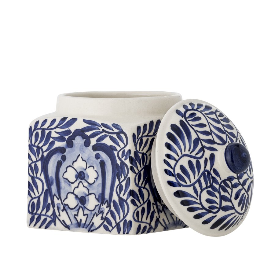 CREATIVE COLLECTION Karlie Glas mit Deckel, Blau, Steingut