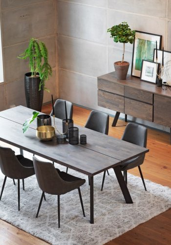 ROWICO Sierra spisestol - mrkegr stoff/sort metallramme