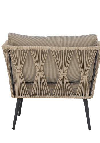 BLOOMINGVILLE Pavone utendrs lenestol, med armlener, beigebrune puter - lysebrunt tau/svart metall