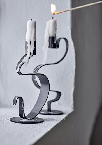 BLOOMINGVILLE Kerzenhalter Do, Schwarz, Metall (L10xH17,5xB7,5/L10xH20xB7,5, 2er-Set)