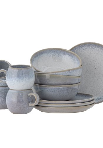 BLOOMINGVILLE Paula frokostsett - bltt steinty (sett med 12)