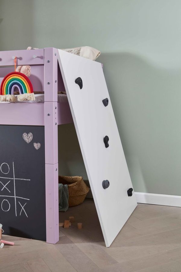 Manis-H Vilde Halvh�g s�ng med designad s�nggrind och kl�tterv�gg - 200 cm - 90x200