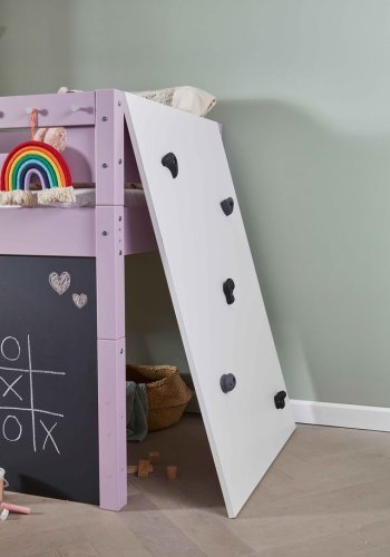 Manis-H Vilde Halvh�g s�ng med designad s�nggrind och kl�tterv�gg - 160 cm - 90x160