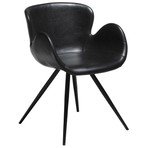 DAN-FORM GAIA spisebordsstol, m. armln - Vintage sort kunstlder og sort metal