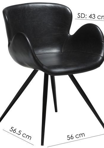 DAN-FORM GAIA Lenestol Vintage svart kunstskinn med svarte ben