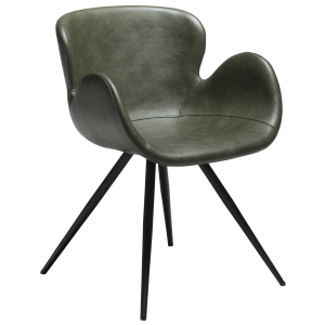 DAN-FORM GAIA spisebordsstol, m. armln - Vintage grn kunstlder og sort metal