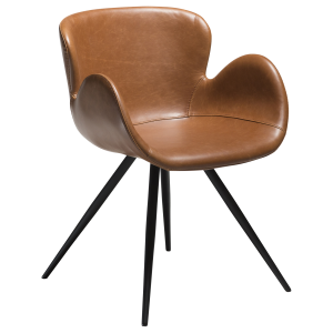 DAN-FORM GAIA spisebordsstol, m. armln - Vintage lysebrun kunstlder og sort metal
