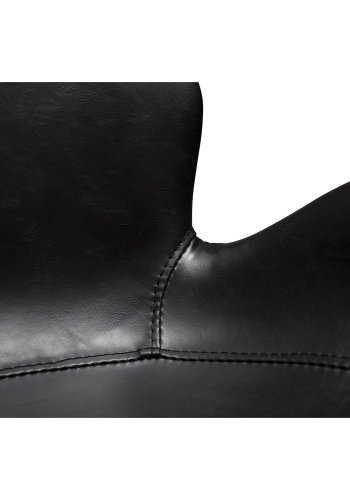 DAN-FORM Gaia Barhocker, mit Rückenlehne und Fußstütze – Vintage schwarzes Kunstleder und schwarzer Stahl