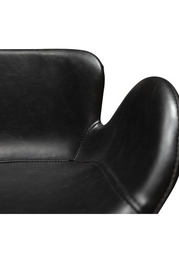 DAN-FORM Gaia Barhocker, mit Rückenlehne und Fußstütze – Vintage schwarzes Kunstleder und schwarzer Stahl