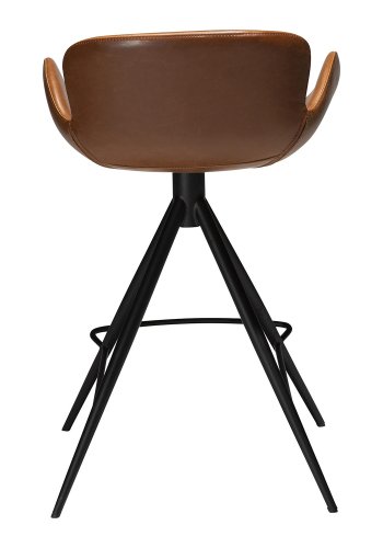DAN-FORM Gaia barkrakk, med ryggsttte og fotsttte - vintage lysebrunt kunstskinn og svart stl