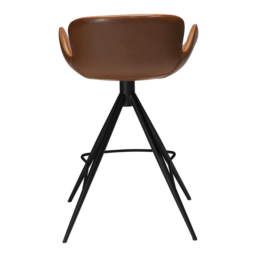 DAN-FORM Gaia barkrakk, med ryggsttte og fotsttte - vintage lysebrunt kunstskinn og svart stl