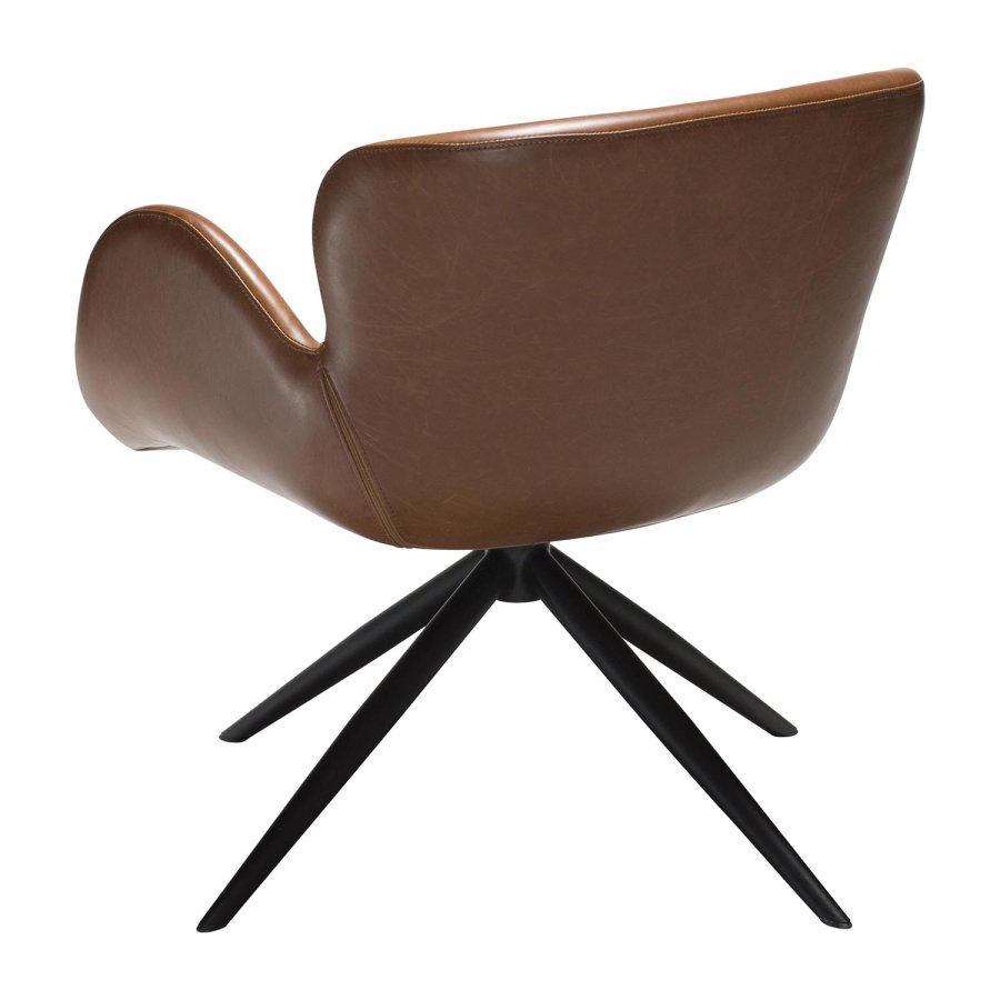 DAN-FORM Gaia Ftölj, med Armstöd - Vintage Ljusbrunt Konstläder och Svart Stl