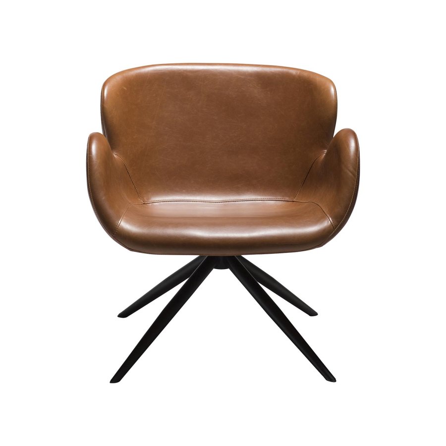 DAN-FORM Gaia Ftölj, med Armstöd - Vintage Ljusbrunt Konstläder och Svart Stl