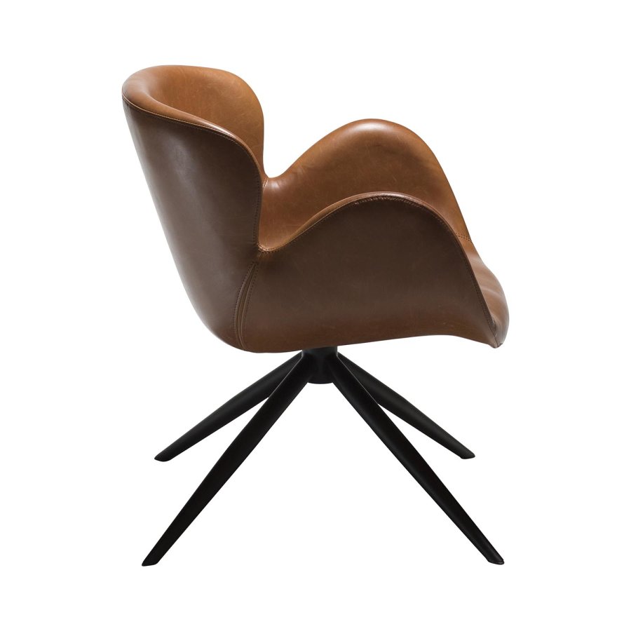 DAN-FORM Gaia Ftölj, med Armstöd - Vintage Ljusbrunt Konstläder och Svart Stl