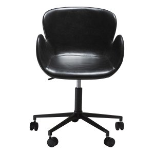 DAN-FORM Gaia kontorstol, m. armln og justerbar hjde - vintage sort kunstlder og sort stl