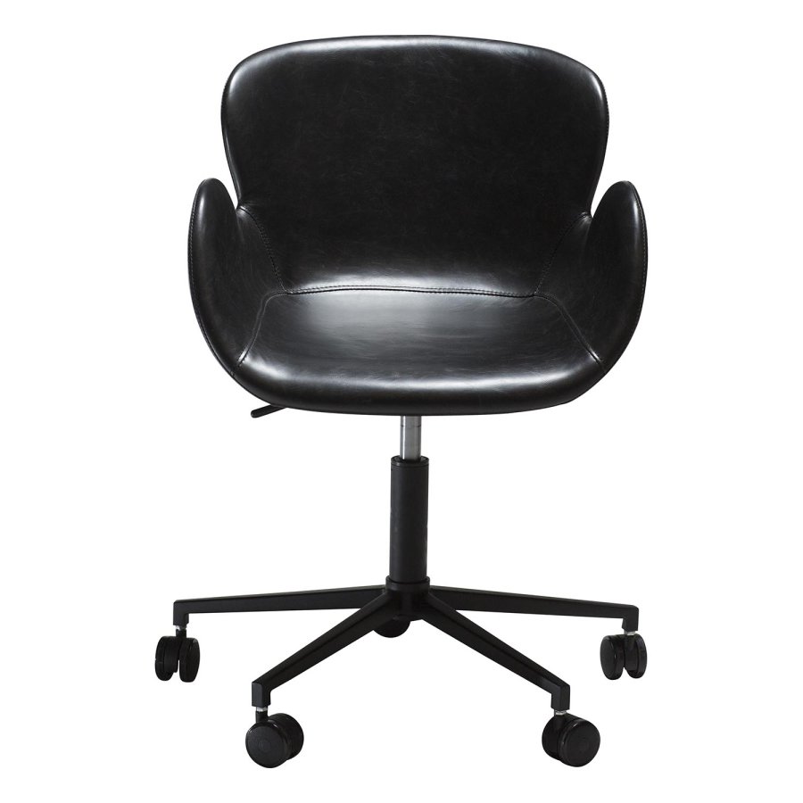 DAN-FORM Gaia Bürostuhl, mit Armlehnen und verstellbarer Höhe - Vintage schwarzes Kunstleder und schwarzer Stahl
