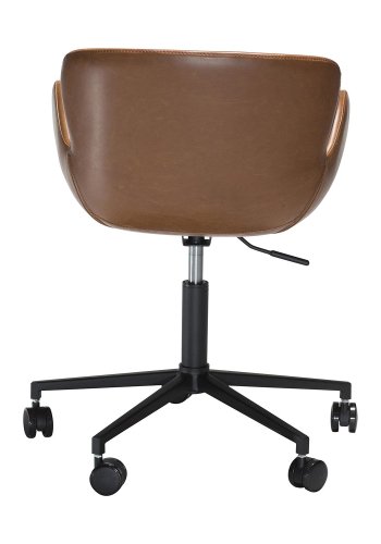 DAN-FORM Gaia kontorstol, med armlener og justerbar hyde - vintage lysebrunt kunstskinn og svart stl