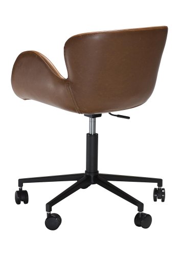 DAN-FORM Gaia kontorstol, med armlener og justerbar hyde - vintage lysebrunt kunstskinn og svart stl