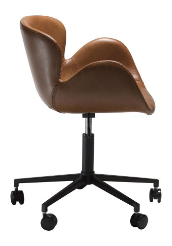 DAN-FORM Gaia kontorstol, med armlener og justerbar hyde - vintage lysebrunt kunstskinn og svart stl