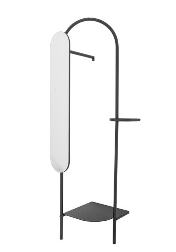 BLOOMINGVILLE Belen klesstativ, m. justerbart speil og 1 hylle - speilglass og sort metall