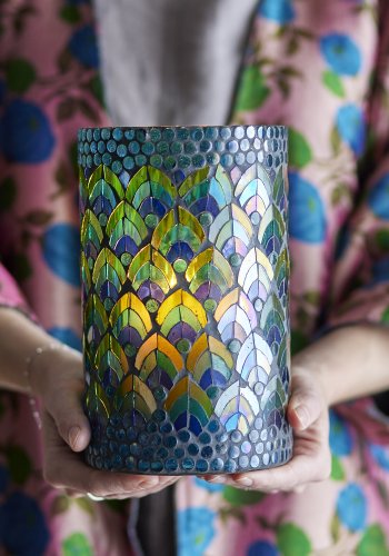 CREATIVE COLLECTION Kali telysholder, bl, glass