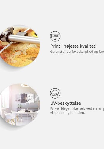 ARTGEIST - Geometrisk verdenskort med fugle trykt p� l�rred, 3-delt - Flere st�rrelser