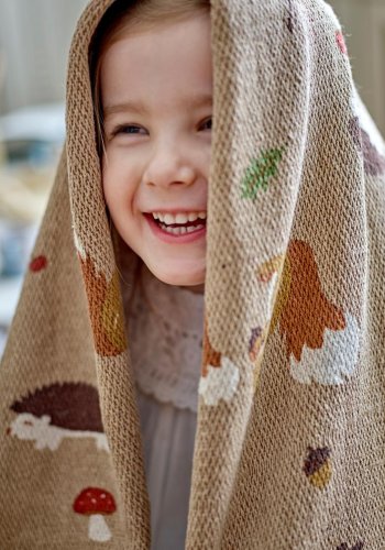 BLOOMINGVILLE MINI Fall Plaid für Kinder, rechteckig - braune recycelte Baumwolle mit Aufdruck (160x130)