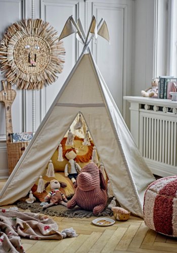 BLOOMINGVILLE MINI Fall Plaid für Kinder, rechteckig - braune recycelte Baumwolle mit Aufdruck (160x130)