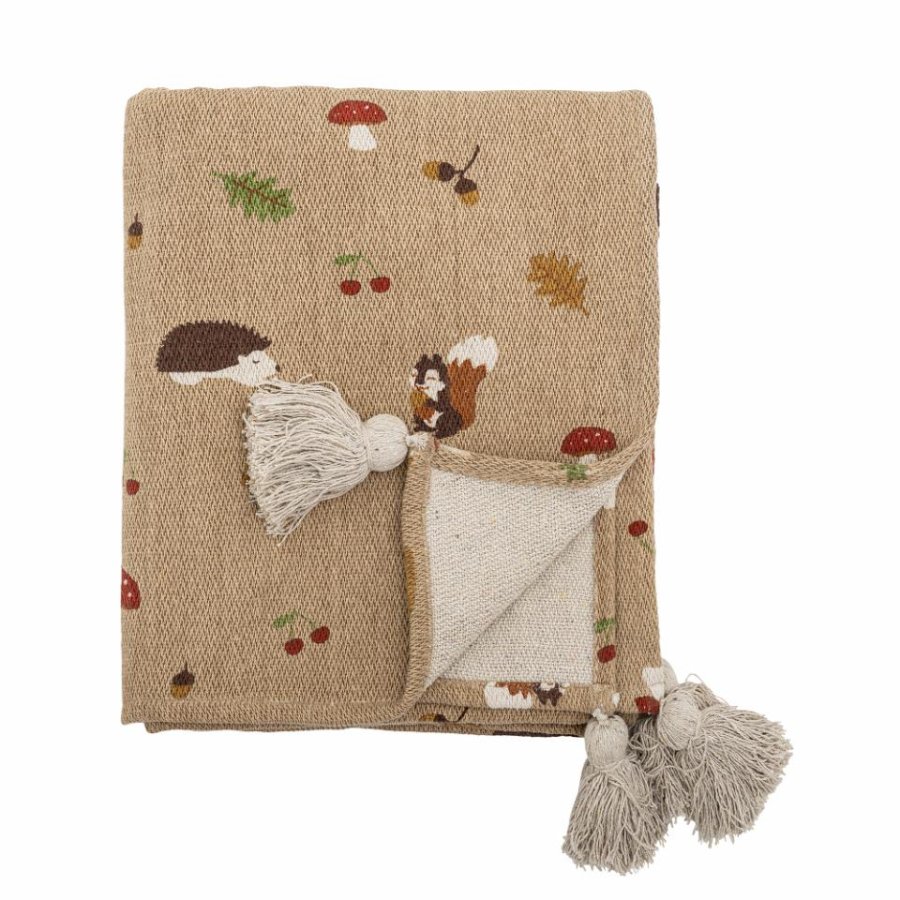 BLOOMINGVILLE MINI Fall Plaid für Kinder, rechteckig - braune recycelte Baumwolle mit Aufdruck (160x130)