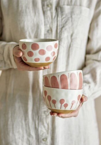 CREATIVE COLLECTION Linora Schüssel, Rosa, Steingut (D12,5xH8 cm, 3er-Set)