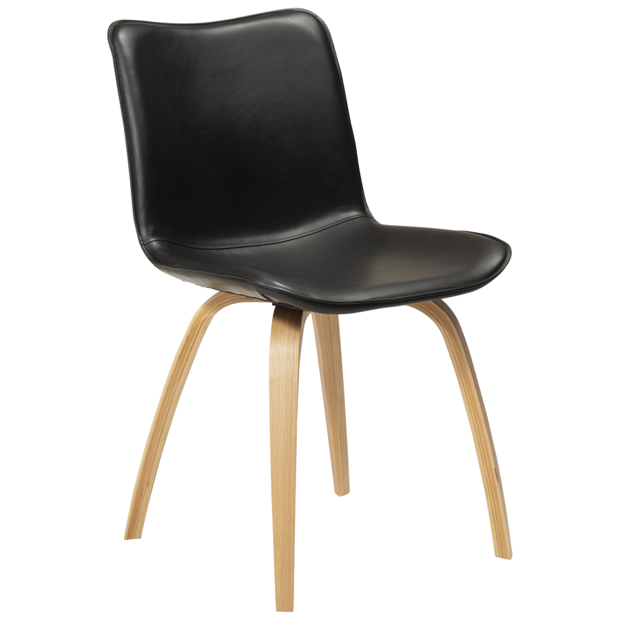 DAN-FORM GLEE stol Vintage svart kunstskinn med eikeben