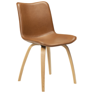 DAN-FORM GLEE spisebordsstol - Vintage lysebrun kunstlder og natur egetr