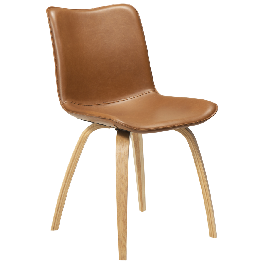DAN-FORM GLEE spisebordsstol - Vintage lysebrun kunstlder og natur egetr