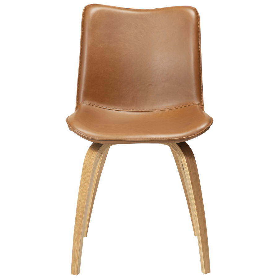 DAN-FORM GLEE spisebordsstol - Vintage lysebrun kunstlder og natur egetr