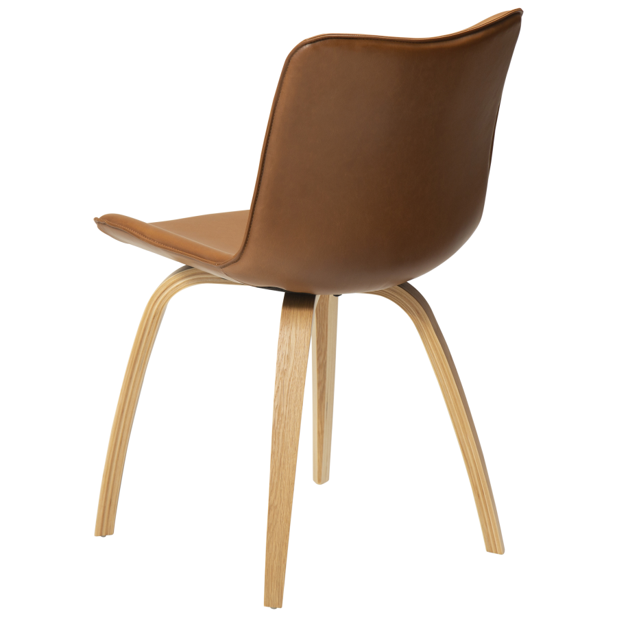 DAN-FORM GLEE spisebordsstol - Vintage lysebrun kunstlder og natur egetr