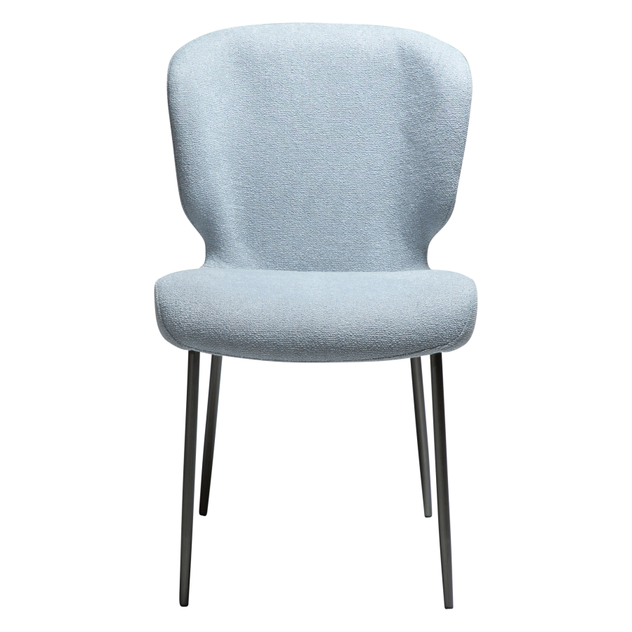 DAN-FORM GLORY spisebordsstol - Bl tge boucl stof og antik tin metal