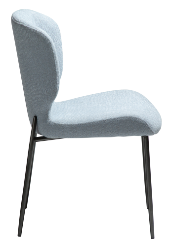 DAN-FORM GLORY spisebordsstol - Bl tge boucl stof og antik tin metal