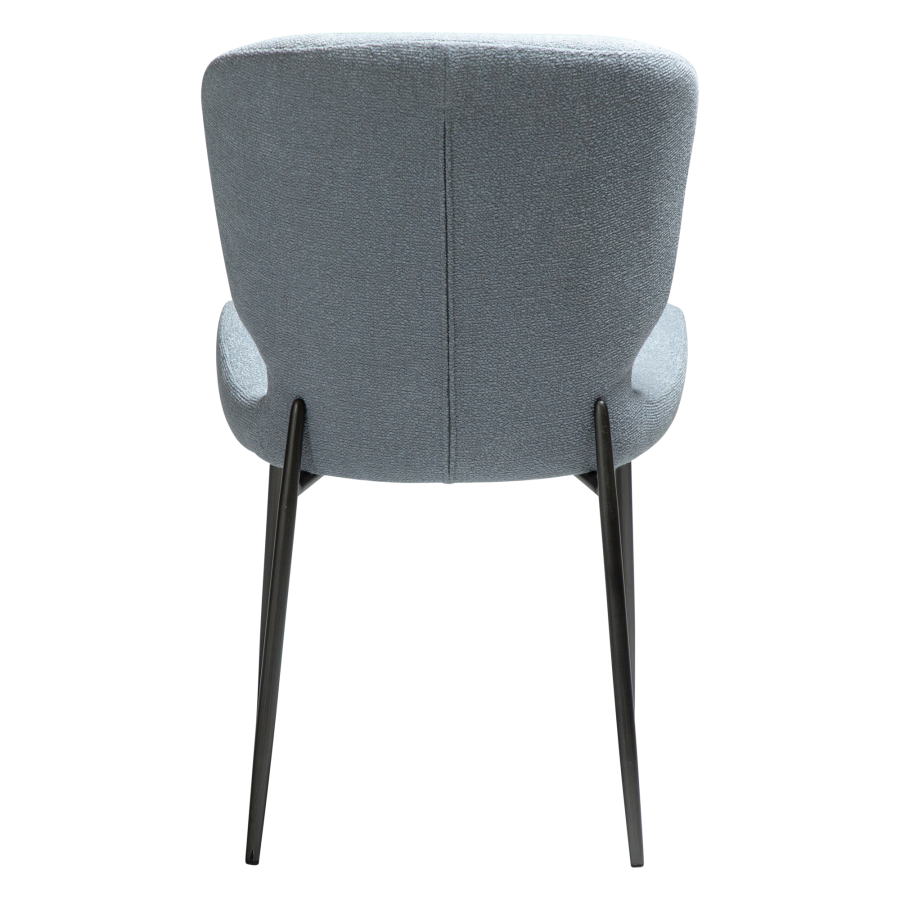 DAN-FORM GLORY spisebordsstol - Bl tge boucl stof og antik tin metal