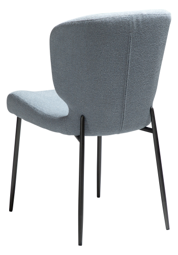 DAN-FORM GLORY spisebordsstol - Bl tge boucl stof og antik tin metal