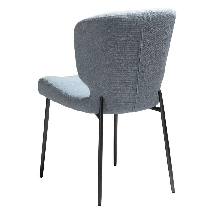 DAN-FORM GLORY spisebordsstol - Bl tge boucl stof og antik tin metal