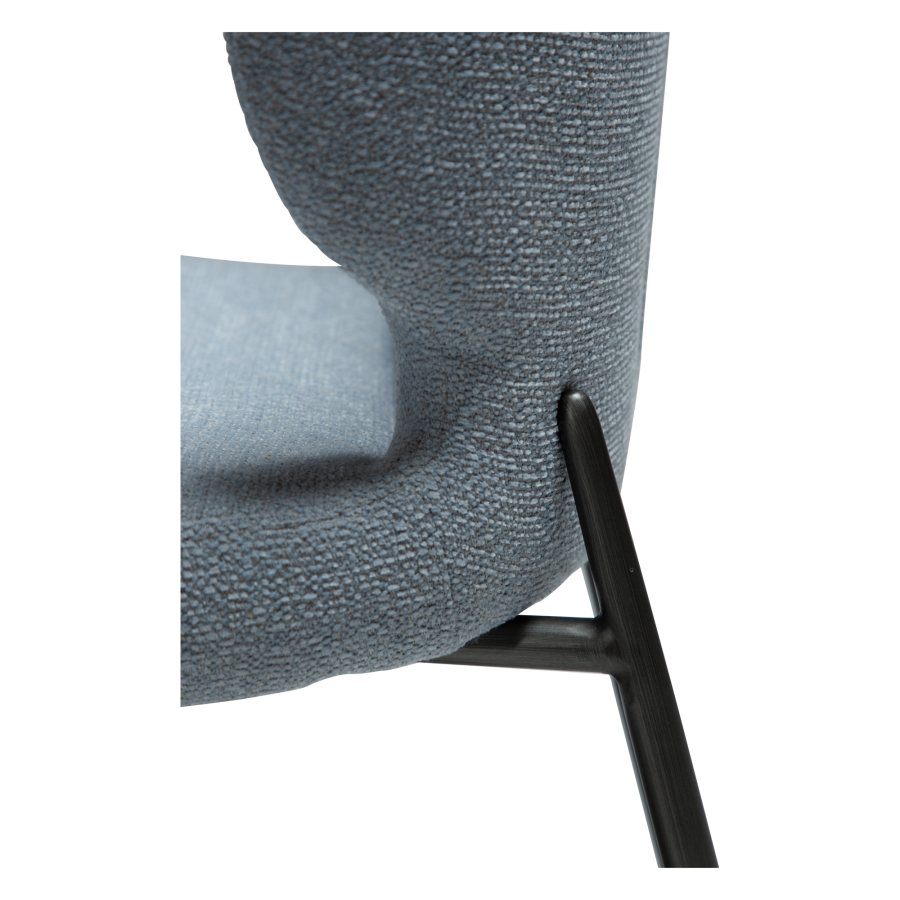 DAN-FORM GLORY spisebordsstol - Bl tge boucl stof og antik tin metal