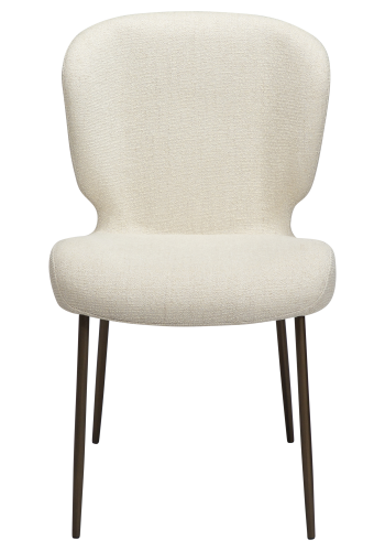 DAN-FORM GLORY spisebordsstol - Bone hvid boucl stof og antik messing metal