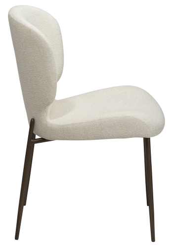 DAN-FORM GLORY spisebordsstol - Bone hvid boucl stof og antik messing metal